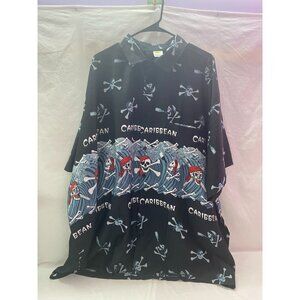 Rima Beach World Men's 3XL Black Caribbean Pirate Skulls Short Sleeve Shirt